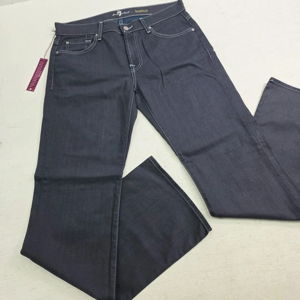 7 For All Mankind Bootcut Denim Jeans Men's Size 33 Blue Portland Dark Wash NWT